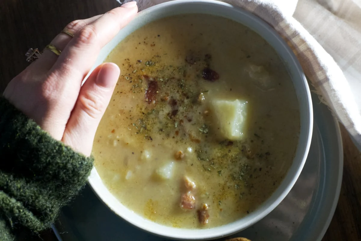 creamy, silky smooth, dairy-free potato soup