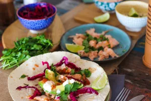 fish taco made with a paleo wrap