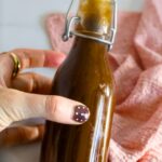 pumpkin spice syrup in a glass bottle